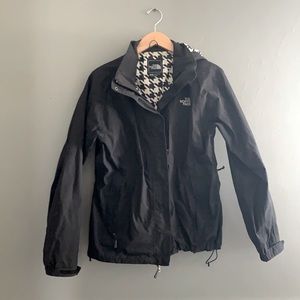 North Face Black Raincoat - houndstooth